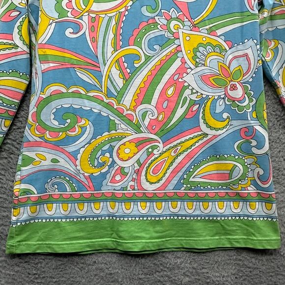 Barbara Gerwit Women's XL Colorful V-Neck Top Paisley Design Fun Bright Vacation - Picture 10 of 10